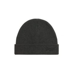 Czapka dziana z logo Superdry Essential. Szare czapki męskie Superdry, na zimę, bez wzorów, z dzianiny. Za 106.45 zł.