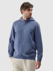 4F Bluza dresowa nierozpinana z kapturem męska - niebieska L. Niebieskie bluzy sportowe męskie 4F, l, bez wzorów, z bawełny, z kapturem. Za 169.99 zł.