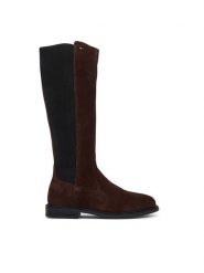 Tommy Hilfiger Kozaki Enamel Flag Suede High Chelsea FW0FW09574 Brązowy ciemny. Brązowe kozaki damskie Tommy Hilfiger, bez wzorów, ze skóry, bez obcasa, bez zapięcia. Za 849.99 zł.