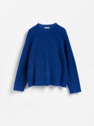 Sweter z wełną z alpaki - niebieski. Niebieskie swetry nierozpinane damskie Reserved, l, bez wzorów, z dzianiny, bez kołnierzyka, bez ramiączek. Za 199.99 zł.