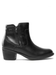 Clarks Botki Neva Zip Wp 261751994 Czarny. Czarne botki damskie Clarks, bez wzorów, ze skóry, bez obcasa, na słupku, bez zapięcia. Za 579.99 zł.