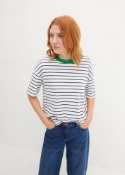 T-shirt oversize z czystej bawełny organicznej. Białe t-shirty damskie bonprix, bez wzorów, z bawełny, bez kołnierzyka, bez ramiączek. Za 59.99 zł.
