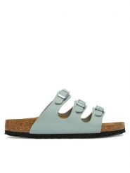 Birkenstock Klapki Florida 1032055 Zielony. Zielone klapki damskie Birkenstock, bez wzorów, ze skóry, bez obcasa, bez zapięcia. Za 399.99 zł.