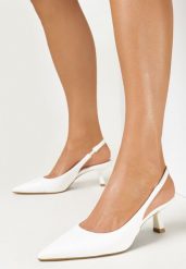 Białe Sandały na Niskim Obcasie Nunziata. Białe sandały damskie Born2be, bez wzorów, bez obcasa, na obcasie, bez zapięcia. Za 89.99 zł.