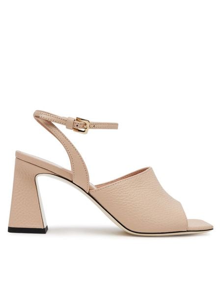 Pollini Sandały SA16077C1MTD0122 Beżowy. Brązowe sandały damskie Pollini, bez wzorów, ze skóry, bez obcasa, na słupku, bez zapięcia. Za 1,079.00 zł.