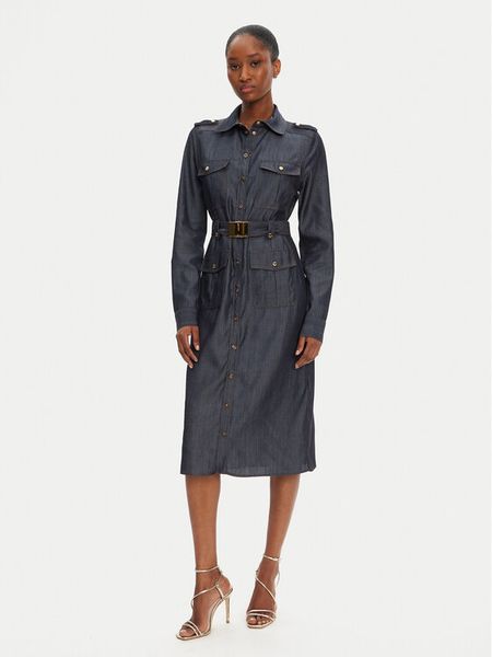 Marciano Guess Sukienka codzienna 5GGK05 7295A Granatowy Regular Fit. Niebieskie sukienki damskie Marciano Guess, na co dzień, z aplikacjami, z lyocellu, bez kołnierzyka, bez ramiączek, proste. Za 649.99 zł.