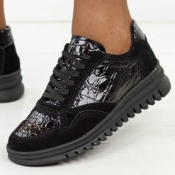 Czarne skórzane półbuty damskie Filippo Dp8103/26. Czarne półbuty damskie Filippo, na jesień, bez wzorów, z jeansu, eleganckie, z okrągłym noskiem, bez obcasa, na płaskiej podeszwie, bez zapięcia. Za 259.00 zł.