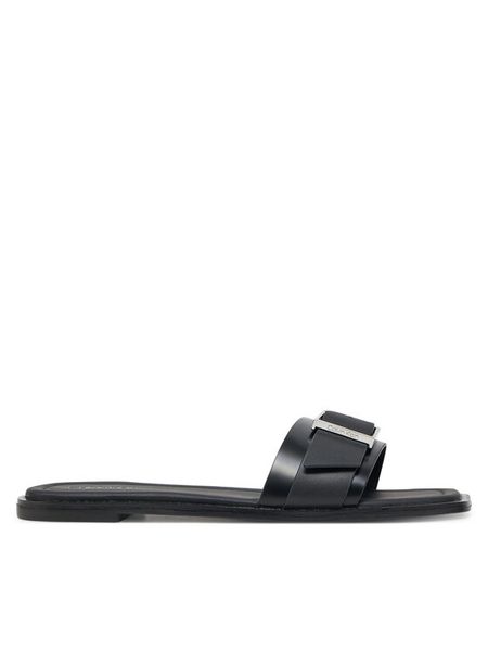 Calvin Klein Klapki Flat Slide W/Buckle - Lth HW0HW02490 Czarny. Czarne klapki damskie Calvin Klein, bez wzorów, ze skóry, bez obcasa, bez zapięcia. Za 309.99 zł.