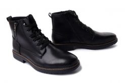 RIEKER 33104-00 black, trzewiki męskie. Czarne botki męskie Rieker, na zimę, bez wzorów, z wełny, bez obcasa, bez zapięcia. Za 459.90 zł.