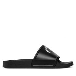 Klapki KARL LAGERFELD. Czarne klapki damskie KARL LAGERFELD, bez wzorów, bez obcasa, bez zapięcia. Za 239.99 zł.
