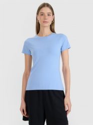 4F T-shirt slim z nadrukiem damski - granatowy XS. Niebieskie t-shirty damskie 4F, xs, bez wzorów, z bawełny, klasyczne, bez kołnierzyka, bez ramiączek. Za 49.99 zł.