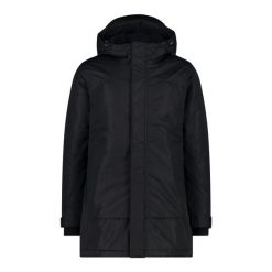 Parka z kapturem CMP. Czarne parki męskie CMP, na zimę, m, bez wzorów, bez kołnierzyka, z kapturem. Za 596.05 zł.