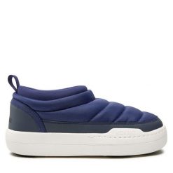 Botki Moon Boot. Niebieskie botki damskie Moon Boot, bez wzorów, z nylonu, bez obcasa, na płaskiej podeszwie, bez zapięcia. Za 679.99 zł.