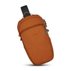 Plecak antykradzieżowy Pacsafe ECO Sling Backpack. Brązowe plecaki damskie Pacsafe, bez wzorów, sportowe. Za 640.99 zł.