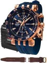 Zegarek męski Vostok Europe VK61-575B590S niebieski. Niebieskie zegarki męskie Vostok Europe, bez wzorów. Za 6,853.44 zł.