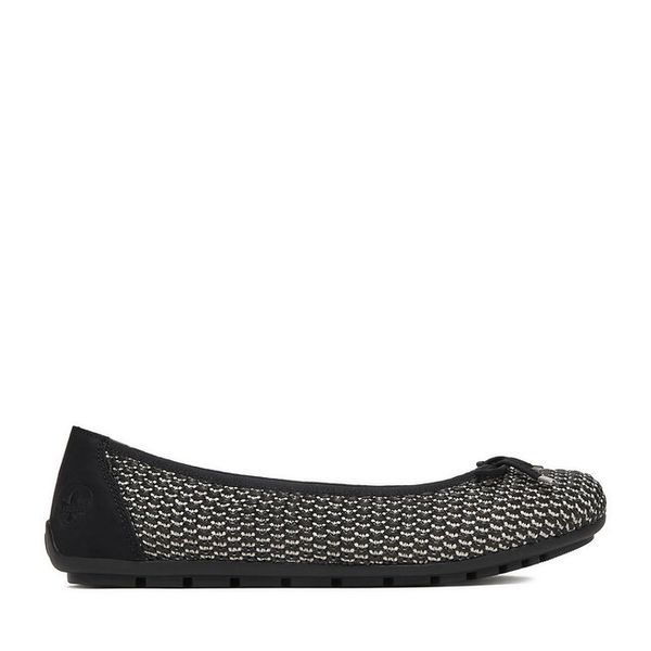 Baleriny Rieker. Czarne balerinki damskie Rieker, bez wzorów, bez obcasa, bez zapięcia. Za 289.99 zł.