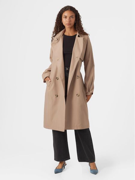 Vero Moda Trencz Doreen 10301287 Beżowy Regular Fit. Brązowe płaszcze damskie Vero Moda, xl, bez wzorów, z syntetyku, bez kołnierzyka, bez kaptura. Za 189.99 zł.