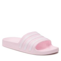 Klapki adidas. Czerwone klapki damskie Adidas, bez wzorów, sportowe, bez obcasa, bez zapięcia. Za 119.99 zł.