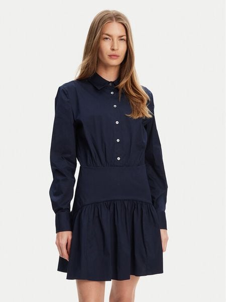 STAUD Sukienka koszulowa Rocco R25S2112PO Granatowy Regular Fit. Niebieskie sukienki damskie STAUD, s, bez wzorów, z bawełny, bez kołnierzyka, bez ramiączek, koszulowe. Za 969.99 zł.