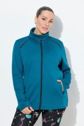 Damskie Bluza funkcyjna podszewka ze sztucznego futra stójka długi rękaw. Niebieskie bluzy damskie Ulla Popken, plus size, bez wzorów, z dresówki, bez ramiączek, bez kaptura. Za 279.99 zł.