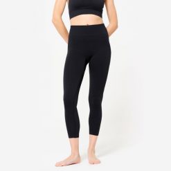 Legginsy do jogi damskie Kimjaly 7/8. Czarne legginsy damskie KIMJALY, bez wzorów, z elastanu. W wyprzedaży za 99.99 zł.
