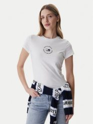 Tommy Jeans T-Shirt DW0DW22273 Biały Slim Fit. Białe t-shirty damskie Tommy Jeans, l, bez wzorów, z bawełny, bez kołnierzyka, bez ramiączek. Za 129.99 zł.