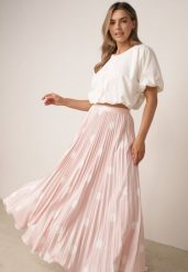 Różowa Rozkloszowana Spódnica w Stylu Retro Plisowana w Grochy Kasosa. Czerwone spódnice damskie Born2be, na co dzień, m, bez wzorów, eleganckie, maxi, dopasowane. Za 119.99 zł.