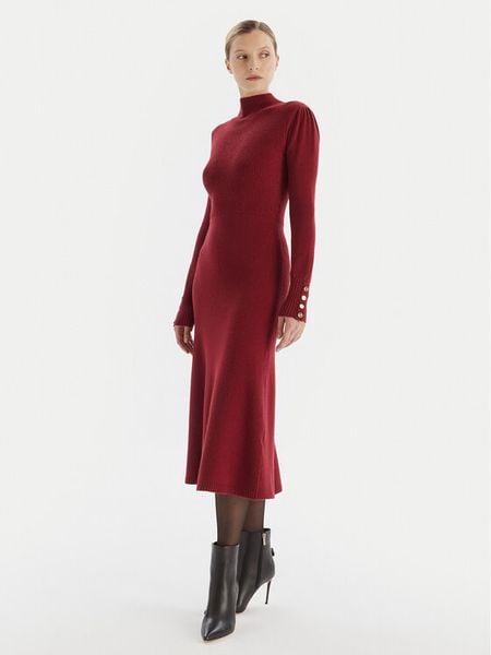 Artigli Sukienka dzianinowa ACAB003090 Bordowy Regular Fit. Czerwone sukienki damskie Artigli, l, bez wzorów, z dzianiny, bez kołnierzyka, bez ramiączek. Za 279.99 zł.