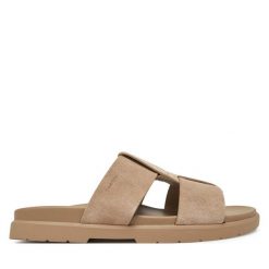 Klapki Calvin Klein. Brązowe klapki męskie Calvin Klein, bez wzorów, bez zapięcia. Za 319.99 zł.