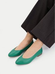 Lasocki Baleriny CEO-RST-KAJA-66K Zielony. Zielone balerinki damskie Lasocki, bez wzorów, ze skóry, bez obcasa, bez zapięcia. Za 149.99 zł.