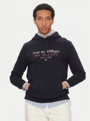 Tommy Hilfiger Bluza Center Stack MW0MW38672 Granatowy Regular Fit. Niebieskie bluzy męskie Tommy Hilfiger, m, bez wzorów, z bawełny, bez ramiączek, bez kaptura. Za 249.99 zł.