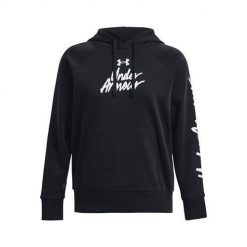Bluza treningowa damska Under Armour Ua Rival Fleece Graphic Hdy. Czarne bluzy damskie Under Armour, xs, bez wzorów, sportowe, bez ramiączek, z kapturem. Za 379.99 zł.