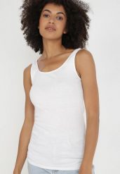 Biały Top Bawełniany Umefir. Białe topy damskie Born2be, xl, bez wzorów, z bawełny, klasyczne, bez kołnierzyka, bez ramiączek. Za 19.99 zł.