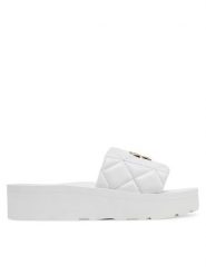 LOVE MOSCHINO Klapki JA28014I1MIE0100 Biały. Białe klapki damskie Love Moschino, bez wzorów, ze skóry, bez obcasa, bez zapięcia. Za 869.99 zł.