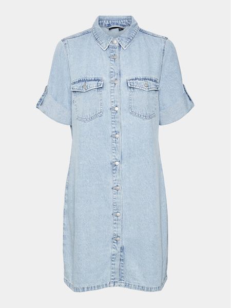 Vero Moda Sukienka jeansowa Jennie 10309665 Niebieski Regular Fit. Niebieskie sukienki damskie Vero Moda, m, bez wzorów, z bawełny, bez kołnierzyka, bez ramiączek. Za 109.99 zł.