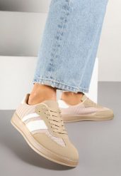 Ciemnobeżowe Klasyczne Sneakersy Tenisówki na Półprzezroczystej Podeszwie Niniel. Brązowe trampki i tenisówki damskie Renee, bez wzorów, z jeansu, bez zapięcia. Za 74.99 zł.