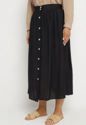 Czarna Wiskozowa Spódnica z Lnem i Guzikami Tolissa. Czarne spódnice damskie Born2be, na co dzień, l, bez wzorów, z wiskozy, eleganckie, midi, koszulowe. Za 69.99 zł.