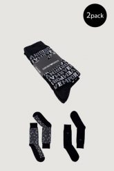 Skarpetki Mężczyzna EMPORIO ARMANI CONNECTED 2PACK. Czarne skarpety męskie Emporio Armani Connected, bez wzorów, z bawełny. Za 93.65 zł.