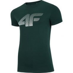 T-shirt męski TSM312 - ciemna zieleń. Zielone t-shirty męskie 4F, m, bez wzorów, bez kołnierzyka, bez ramiączek. Za 49.99 zł.