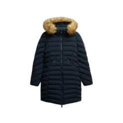 Parka dla kobiet Superdry Fuji. Niebieskie parki damskie Superdry, na zimę, bez wzorów, bez kaptura. Za 567.55 zł.