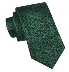 Modny Męski Krawat - Alties - Duży, Zielony Wzór Paisley. Zielone krawaty i muchy Alties, bez wzorów, z tkaniny, eleganckie. Za 49.00 zł.