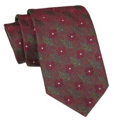 Klasyczny Krawat Męski - ALTIES - Czerwień, Zieleń, Kwiaty. Czerwone krawaty i muchy Alties, bez wzorów, z tkaniny, eleganckie. Za 49.00 zł.
