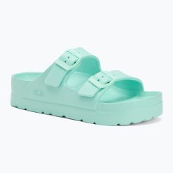 Klapki damskie Ellesse Beverly. Zielone klapki damskie Ellesse, na lato, bez wzorów, z gumy, bez obcasa, bez zapięcia. Za 52.99 zł.