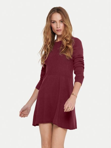 ONLY Sukienka dzianinowa Alma 15185761 Bordowy Regular Fit. Czerwone sukienki damskie ONLY, xs, bez wzorów, z dzianiny, bez kołnierzyka, bez ramiączek. Za 149.99 zł.