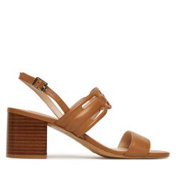 Sandały Liu Jo. Brązowe sandały damskie Liu Jo, bez wzorów, bez obcasa, na słupku, bez zapięcia. Za 429.99 zł.