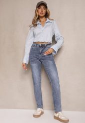 Jasnoniebieskie Jeansy Skinny Regular Waist Galoriela. Niebieskie jeansy damskie Renee, bez wzorów, z jeansu, biznesowe. Za 59.99 zł.
