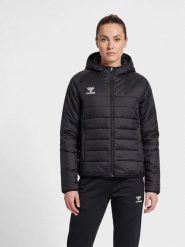Damska kurtka z kapturem Hummel GO. Czarne kurtki sportowe damskie Hummel, xs, bez wzorów, z materiału, bez ramiączek, z kapturem, do biegania. Za 341.20 zł.