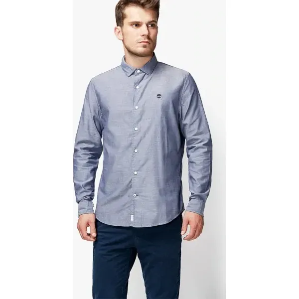 Timberland Koszula Ls Tioga River Textured Shirt , granatowy, rozmiar L. Niebieskie koszule męskie Timberland, l, bez wzorów, z bawełny, eleganckie, bez kołnierzyka, bez ramiączek. W wyprzedaży za 259.99 zł.