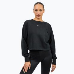 Bluza NEBBIA Gym Spirit Crop. Czarne bluzy damskie Nebbia, bez wzorów, sportowe, bez ramiączek, bez kaptura. Za 139.99 zł.