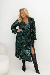 Kopertowa sukienka midi Hello Monica 100% wiskoza Plus Size na wesele czarna w turkusowy wzór paisley Oversize. Czarne sukienki damskie Moda Size Plus Iwanek, do pracy, na jesień, plus size, bez wzorów, z materiału, biznesowe, bez kołnierzyka, plus size, bez ramiączek, midi, dopasowane. Za 349.90 zł.